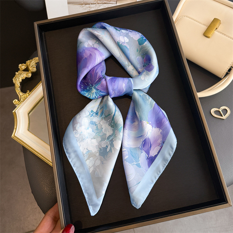 Women Fashion Necktie - 2026 New Floral Print Silk Square
