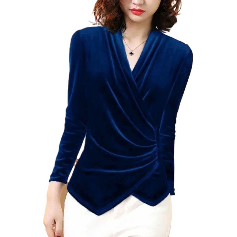 Velvet Blazer Women - Women Blouse 2025 Autumn Gold Velvet