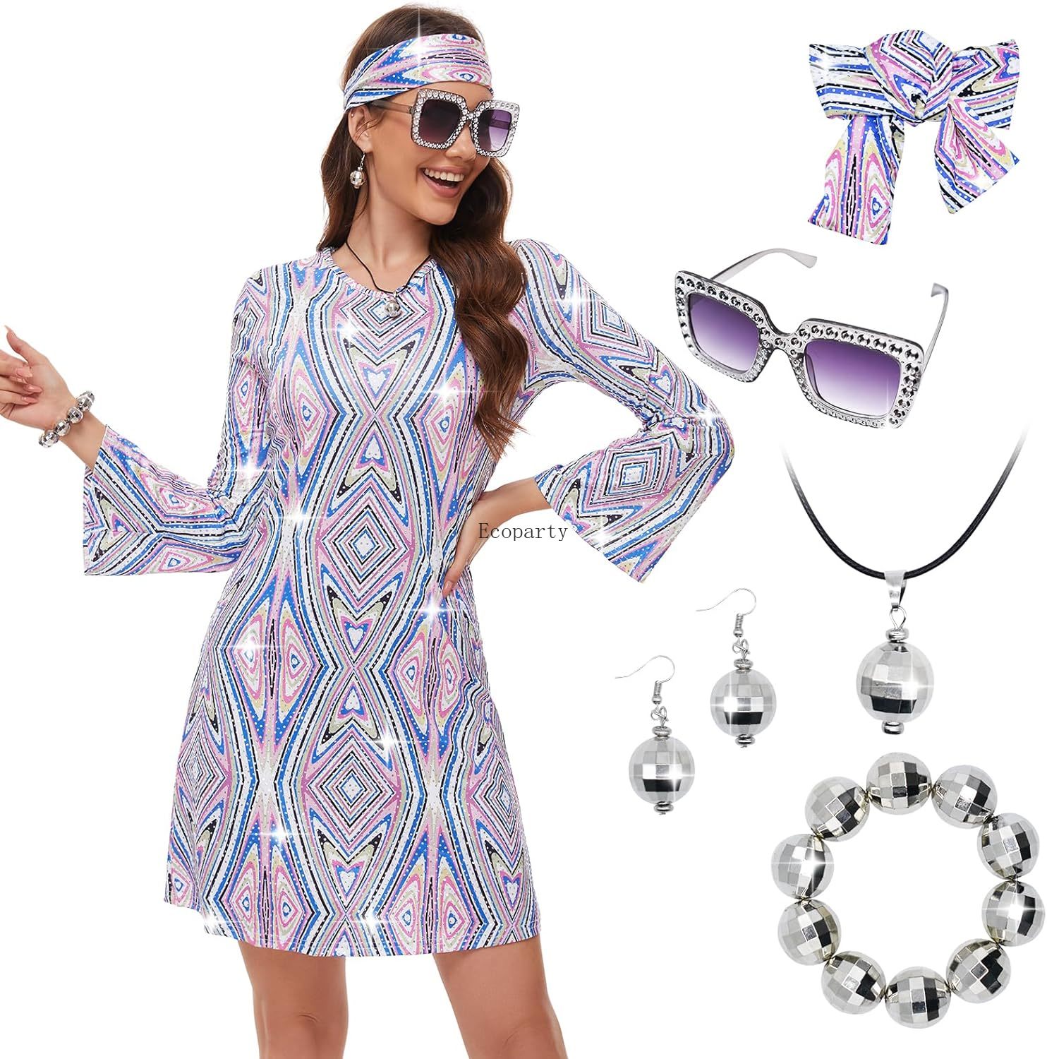 Women'S Fashion From The 70S - Disfraz 70s Women Disco Dress Hippie