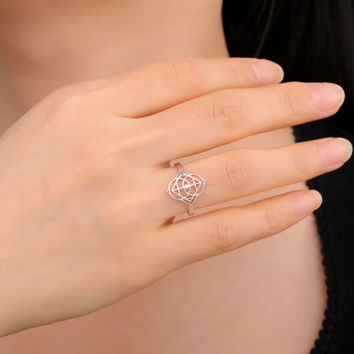 Women Fashion Vector - LIKGREAT Geometric Vector Ring for Men