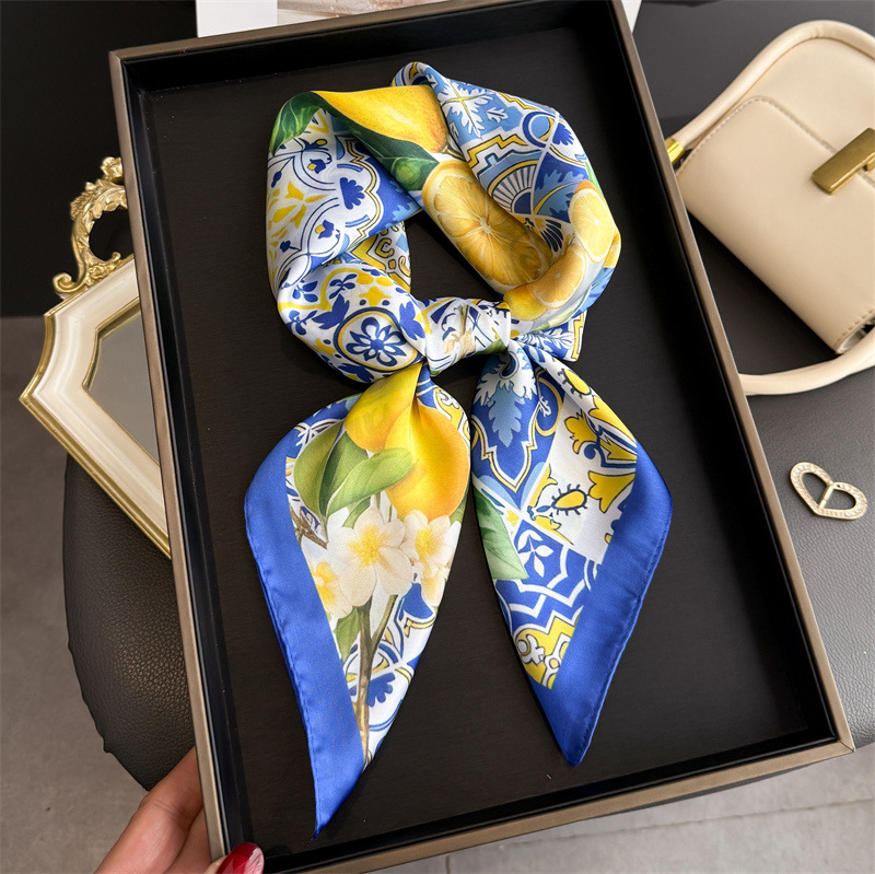 Women Fashion Necktie - 2026 New Fruit Print Silk Square