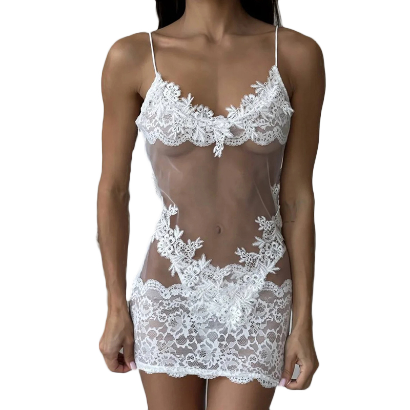 Women'S Fashion Line - Sexy Lace Chemise Nightgown Women Sheer