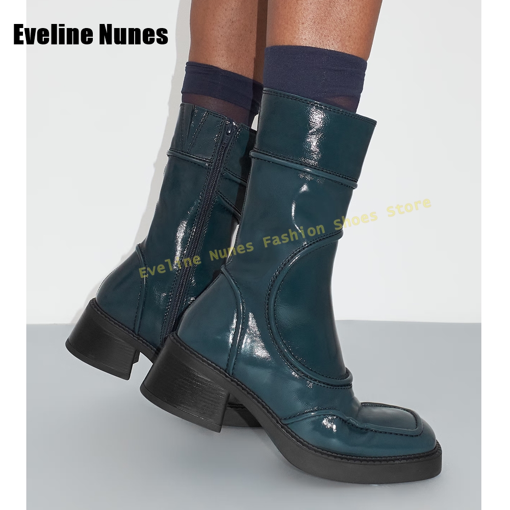 Women'S Fashion Boots 2025 - Dark Blue Square Toe Fashion Boots