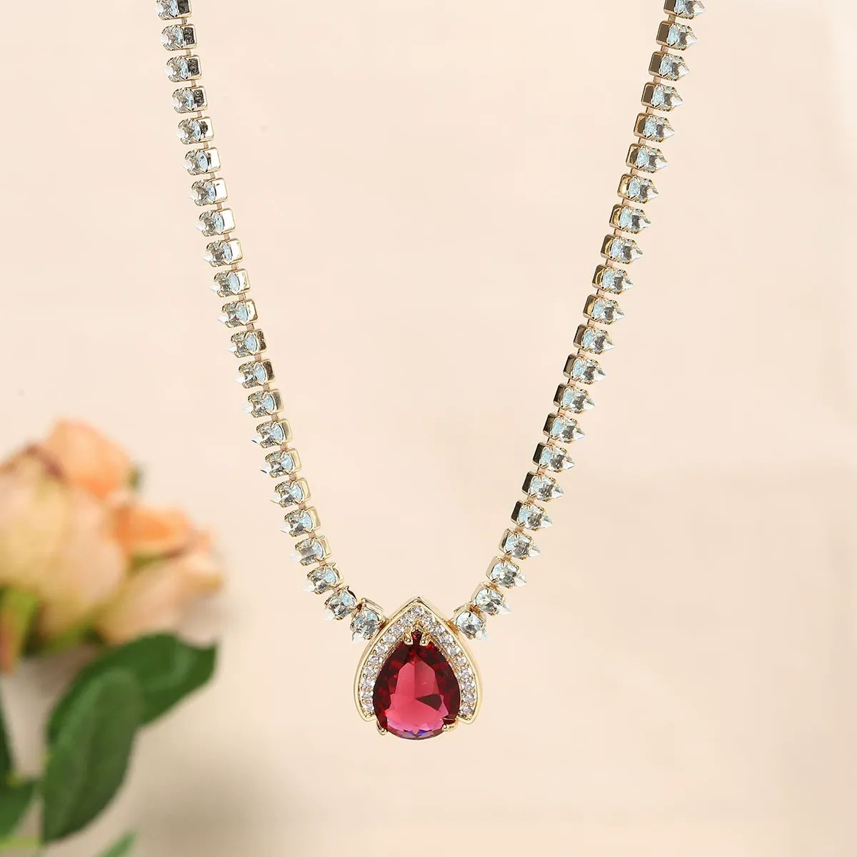 Red Zirconia Pendant Necklace  - đánh giá và giá Women Fashion Uae