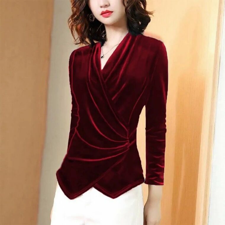 Women Blouse 2025 Autumn Gold  - đánh giá và giá Velvet Blazer Women