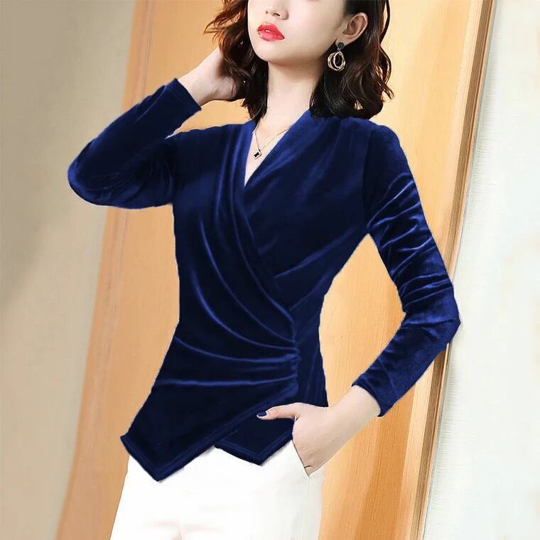 Women Blouse 2025 Autumn Gold  - đánh giá và giá Velvet Blazer Women
