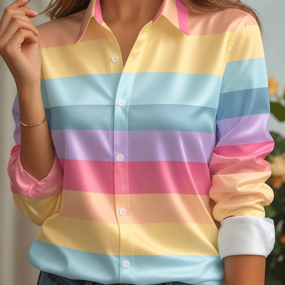 Women Satin Lapel Collar Shirt - đánh giá và giá Trend Women Fashion