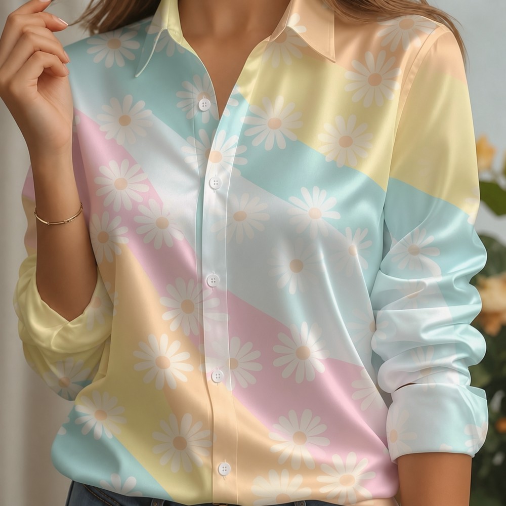 Women Satin Lapel Collar Shirt - đánh giá và giá Trend Women Fashion