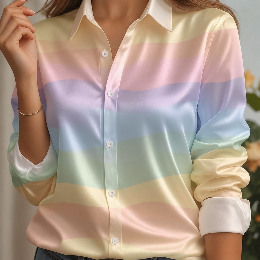 Women Satin Lapel Collar Shirt - đánh giá và giá Trend Women Fashion