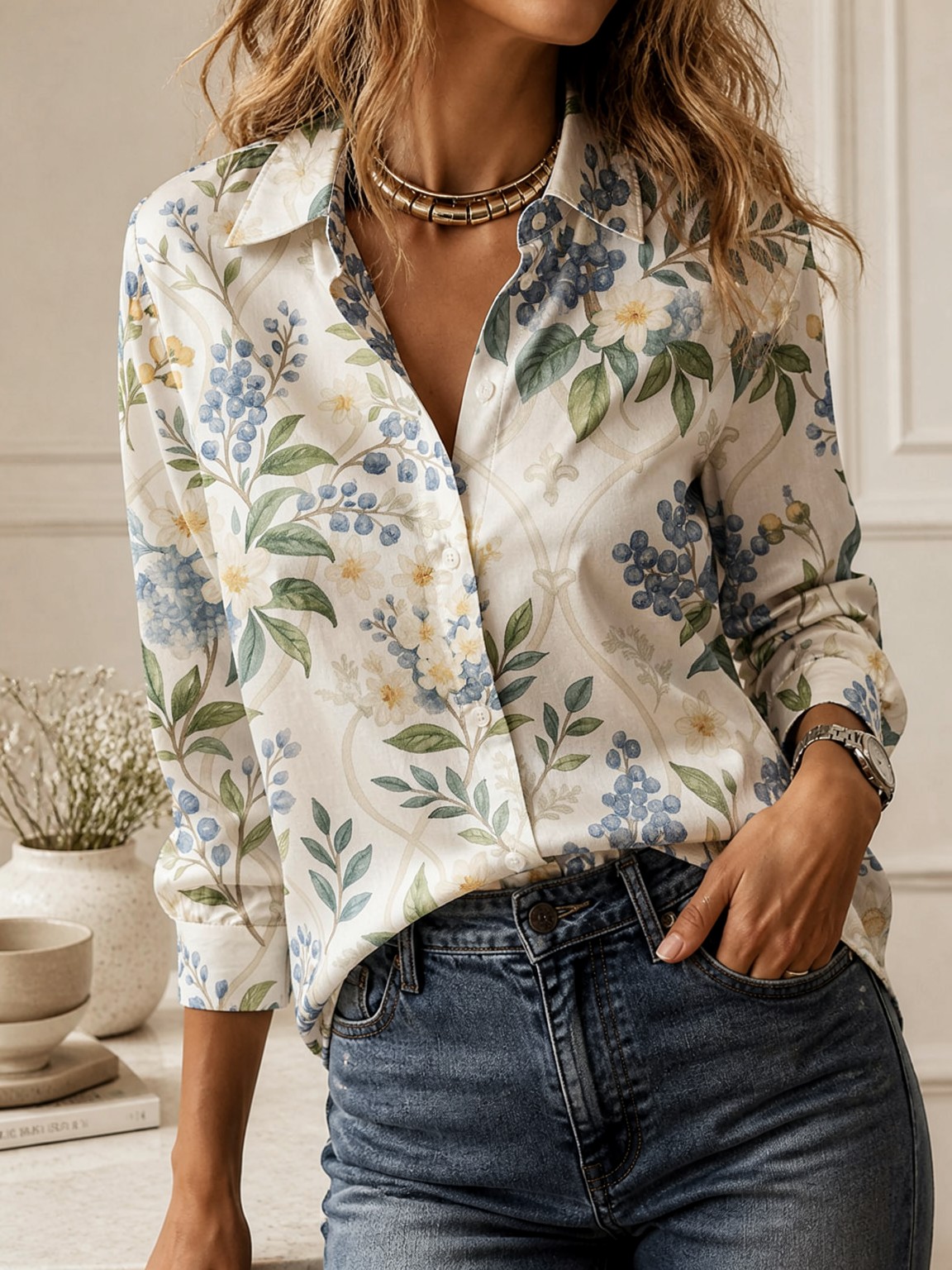 Casual All-match Collared Blou - đánh giá và giá Trend Women Fashion