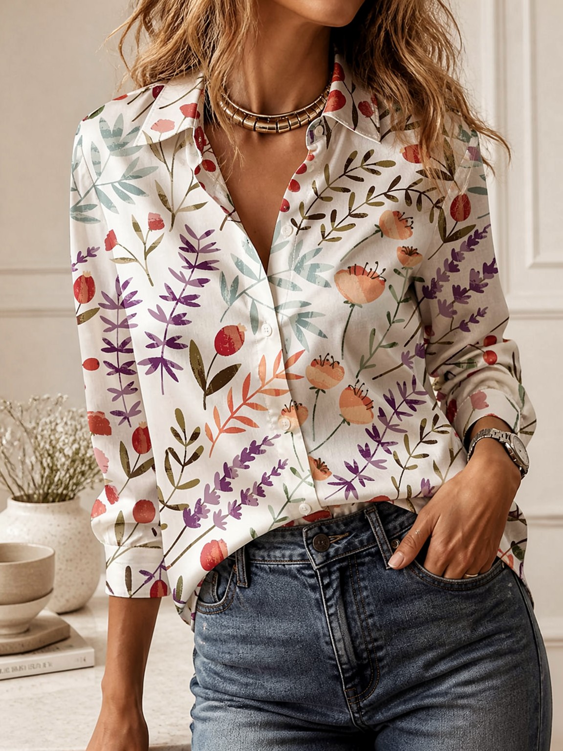 Casual All-match Collared Blou - đánh giá và giá Trend Women Fashion