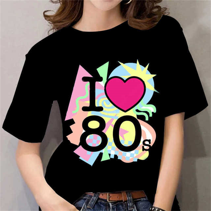 80s Womens T Shirt Femal Black - đánh giá và giá Women Fashion 80S