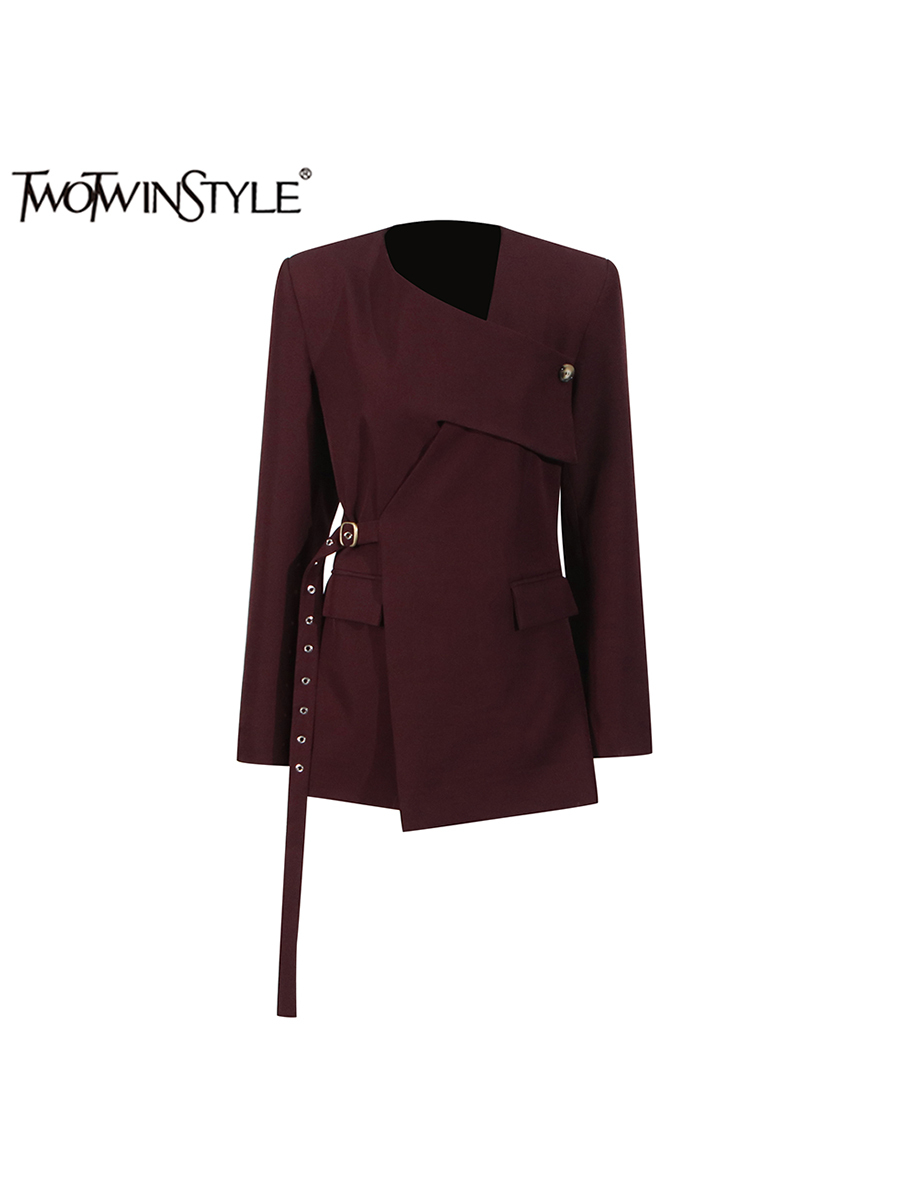 TWOTWINSTYLE Solid Asymmetrica - đánh giá và giá Velvet Blazer Women