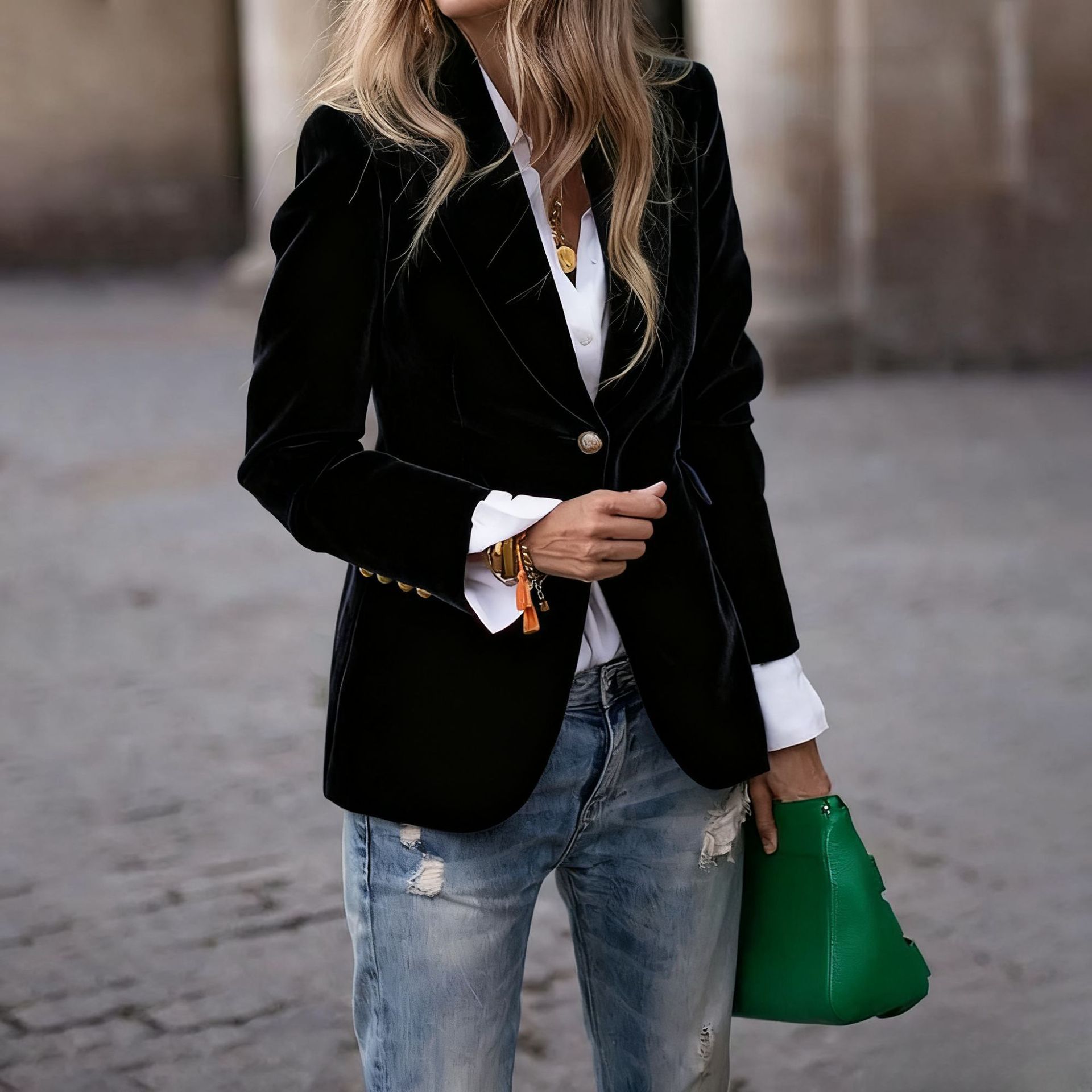 Womens Velvet Blazer Lapel Sin - đánh giá và giá Velvet Blazer Women