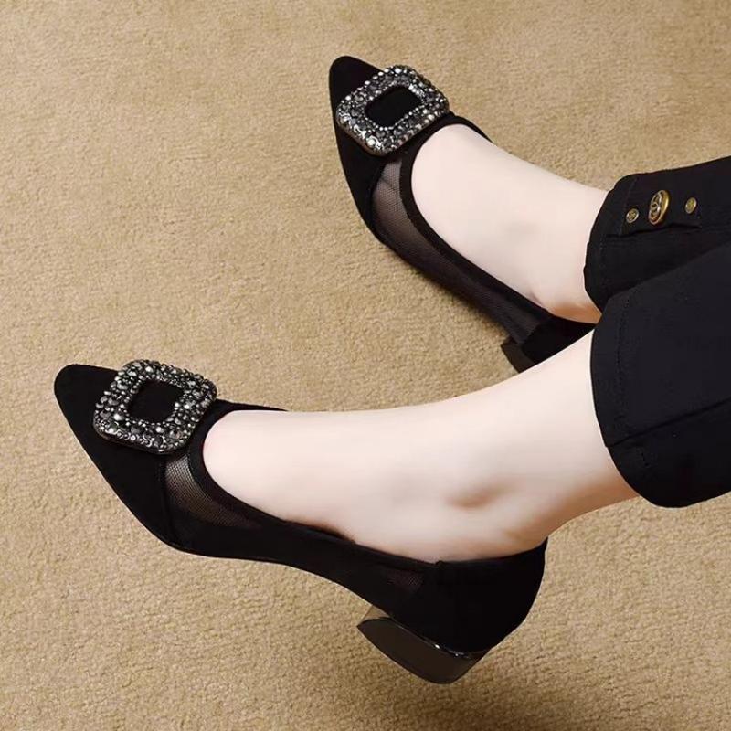 Elegant Pointed Toe Mesh Block - đánh giá và giá Women Fashion Store